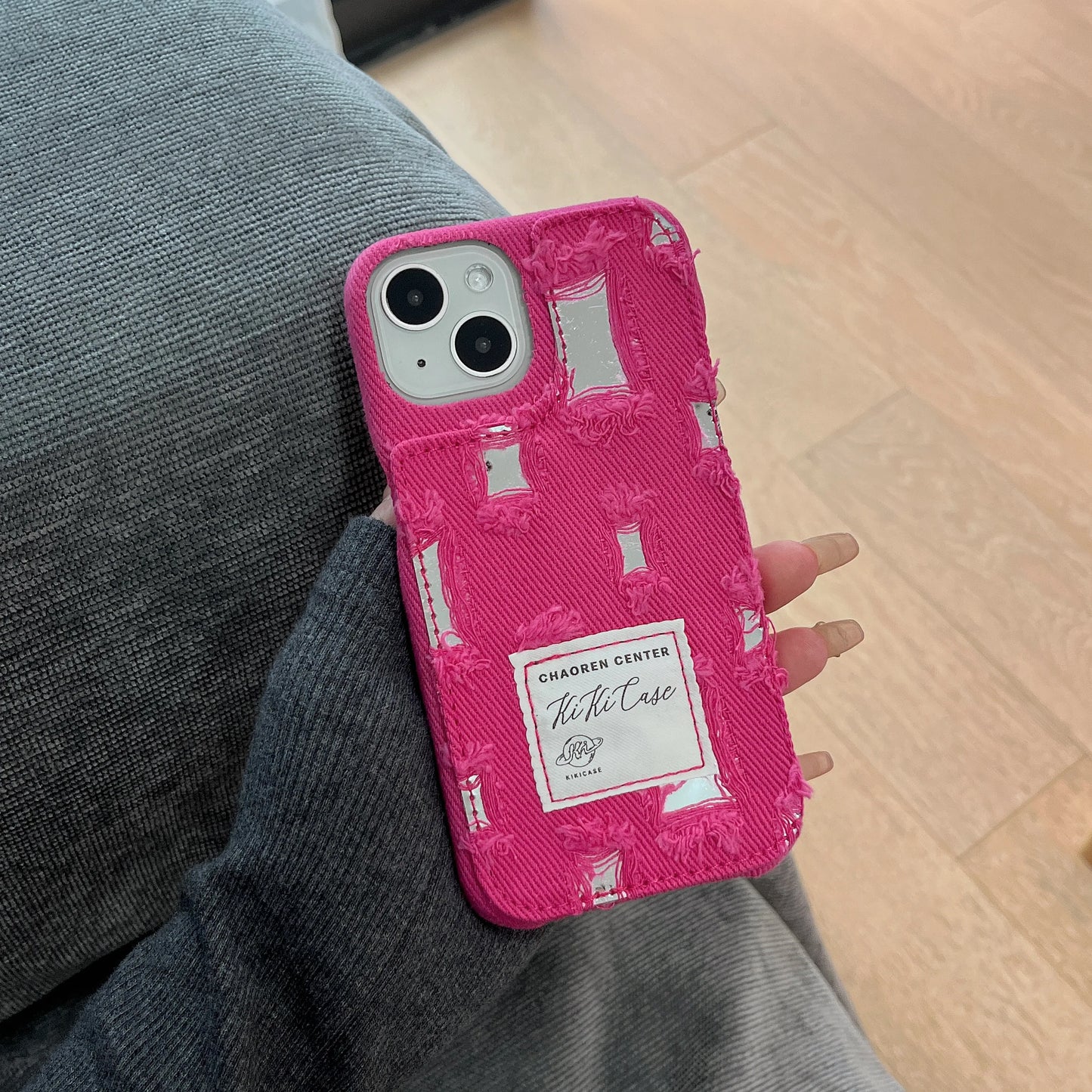 Ragged Denim Mirror Rose Pink Case