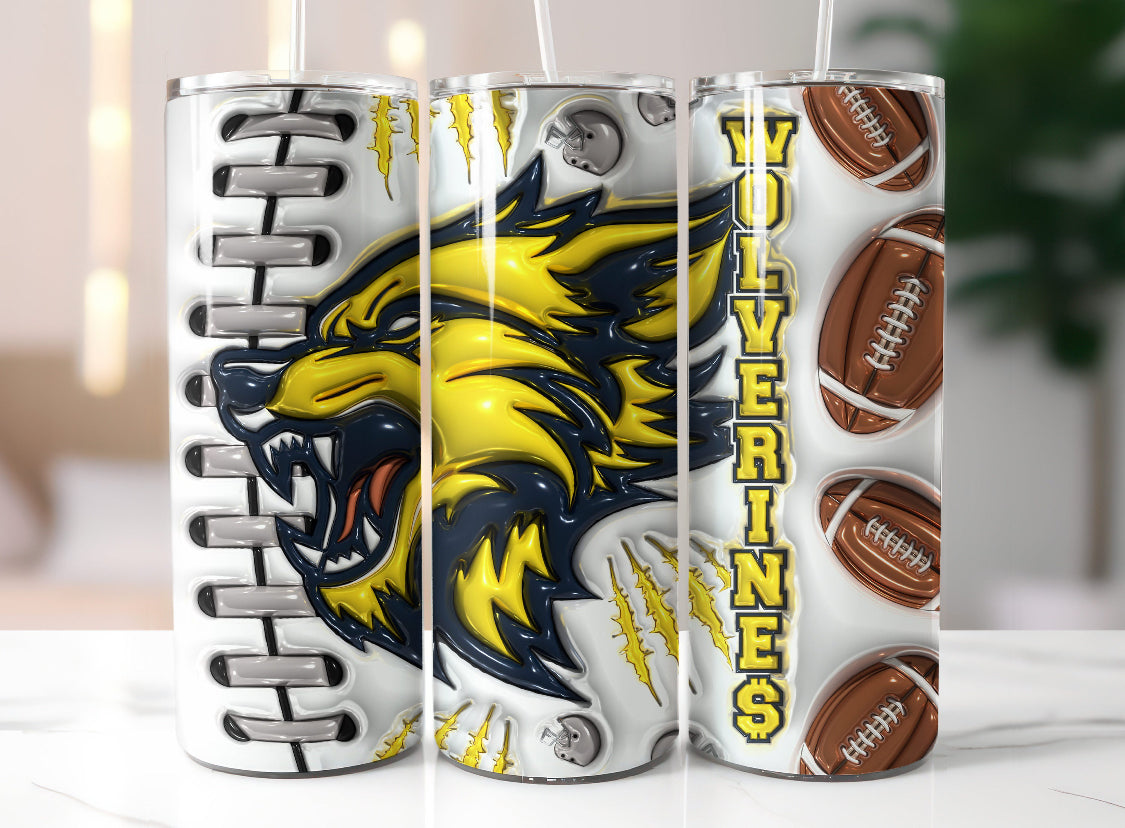 Vaso flaco de Wolverines 20oz