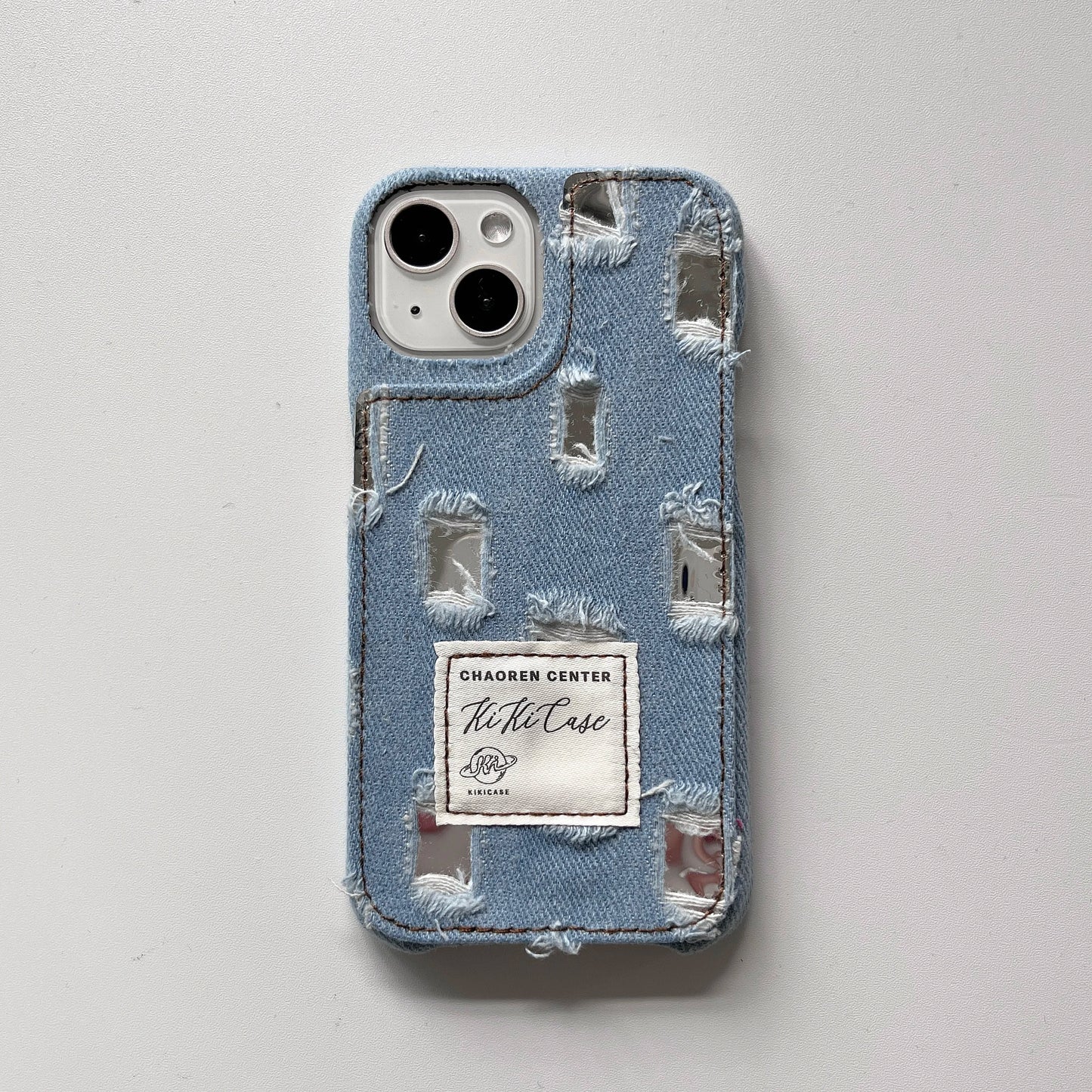 Ragged Denim Mirror Rose Pink Case