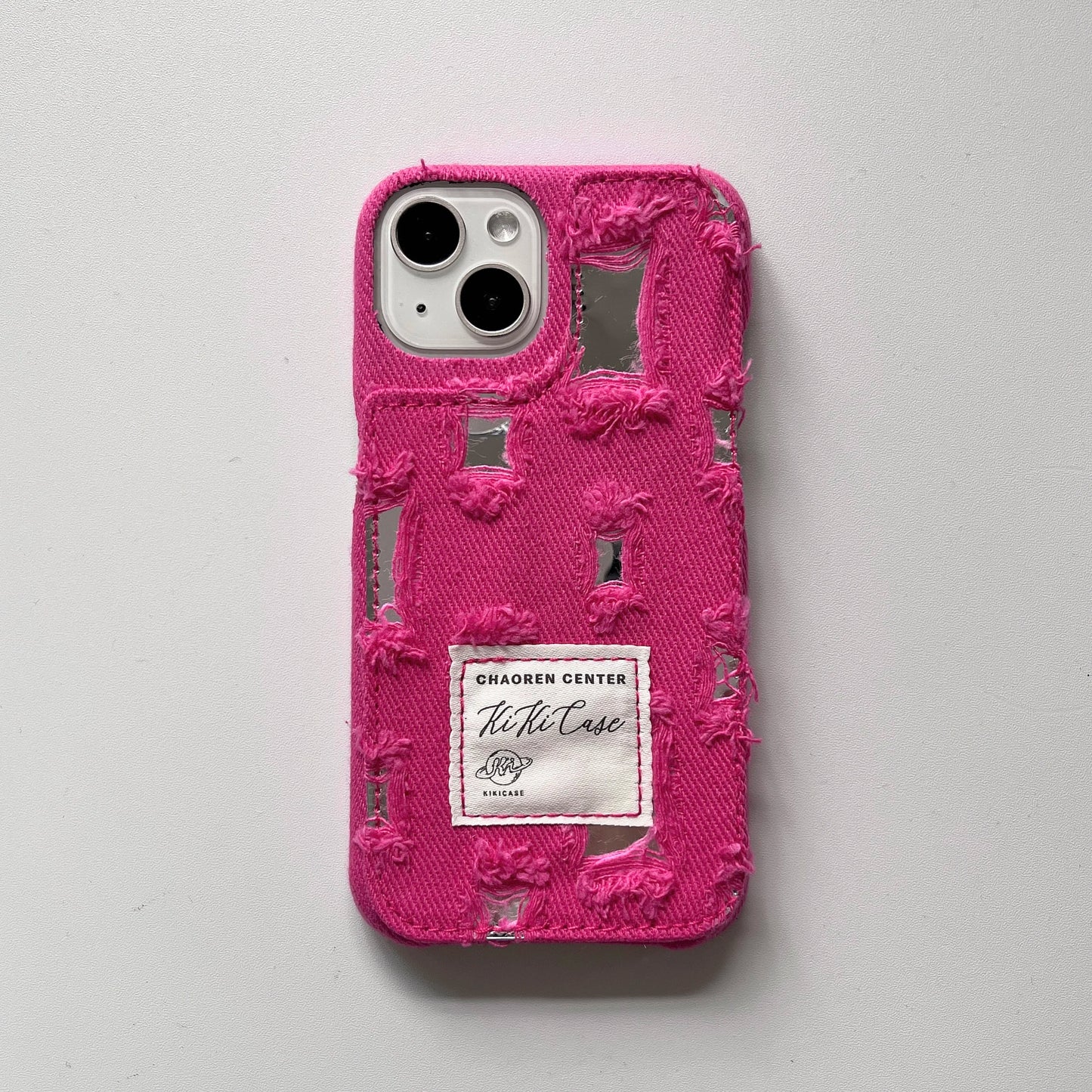 Ragged Denim Mirror Rose Pink Case